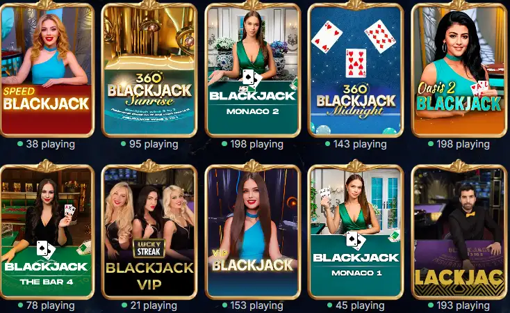 Добірка столів live blackjack у Mythoswin Casino